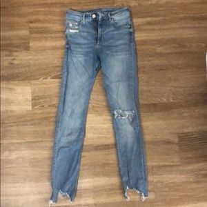 High waisted blue jeans